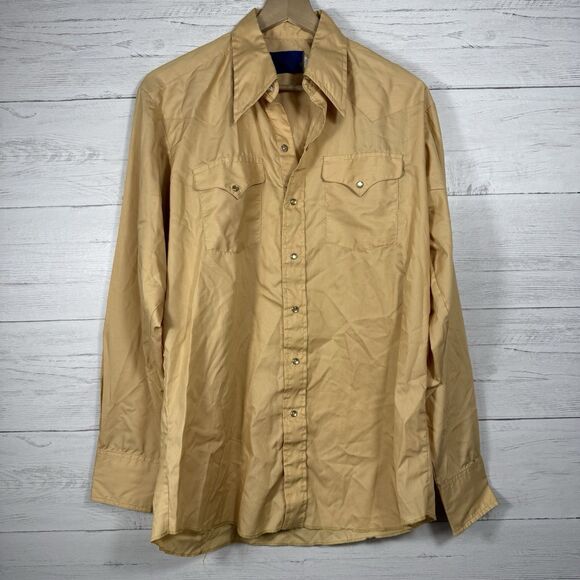 Panhandle Slim Vintage Yellow/Gold Long sleeve Pearlsnap Mens Size 16-35 - Picture 1 of 8